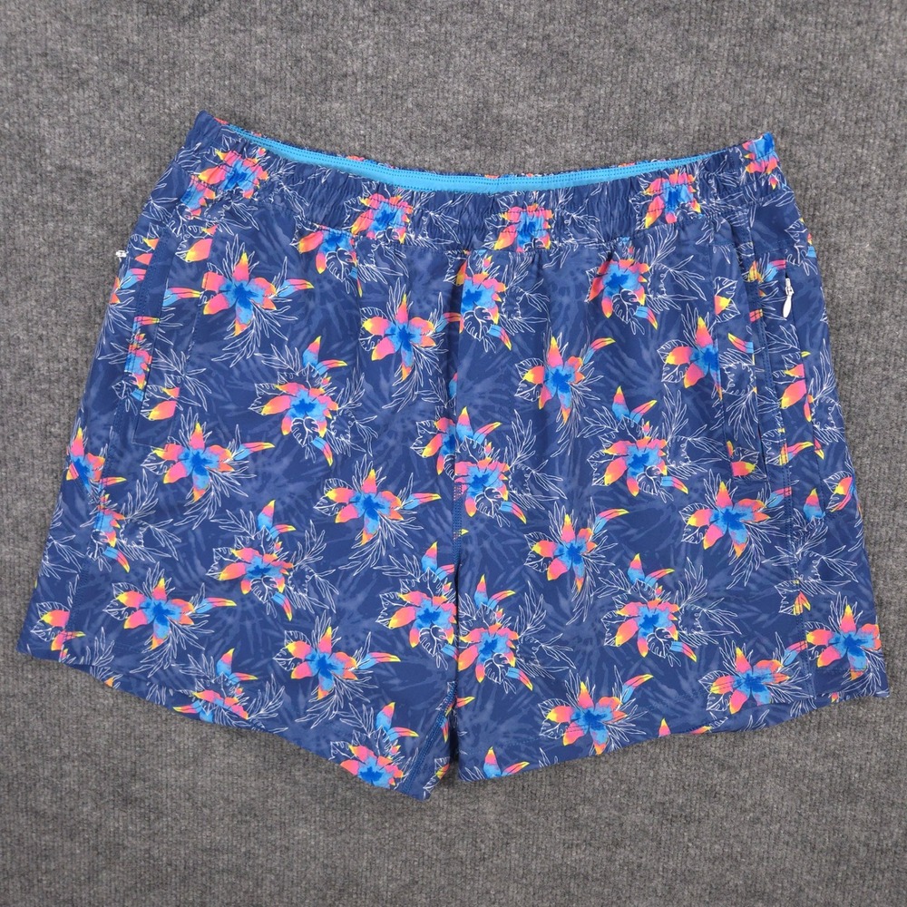 Birddogs Shorts Mens XL Blue Hawaiian Floral AOP Performance Lined 6" Inseam